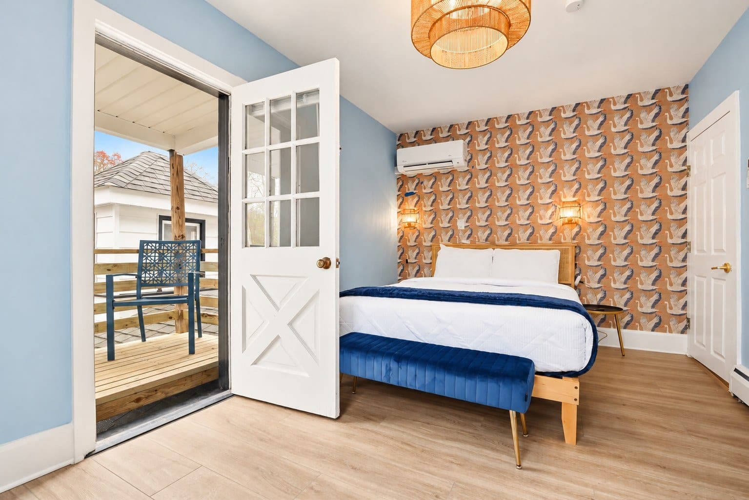 Bedroom 3 with a door to the deck